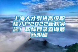 上海人才引进高级职称入户2022新规实施！职称目录查询最新明确