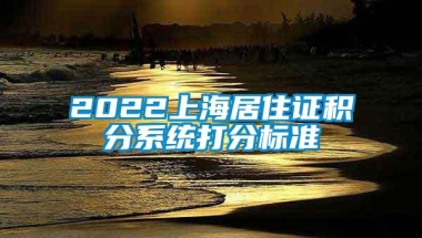 2022上海居住证积分系统打分标准