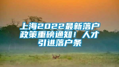 上海2022最新落户政策重磅通知！人才引进落户条