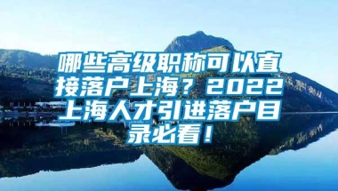 哪些高级职称可以直接落户上海？2022上海人才引进落户目录必看！