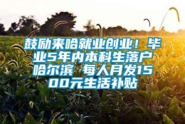 鼓励来哈就业创业！毕业5年内本科生落户哈尔滨 每人月发1500元生活补贴