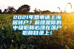 2021年想申请上海居转户？前提是你的中级职称必须在落户职称目录上！