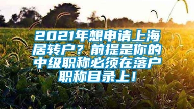 2021年想申请上海居转户？前提是你的中级职称必须在落户职称目录上！