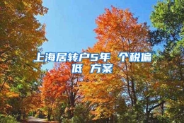 上海居转户5年 个税偏低 方案