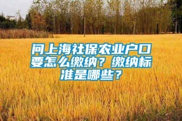 问上海社保农业户口要怎么缴纳？缴纳标准是哪些？