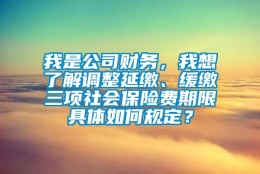 我是公司财务，我想了解调整延缴、缓缴三项社会保险费期限具体如何规定？