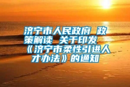 济宁市人民政府 政策解读 关于印发《济宁市柔性引进人才办法》的通知