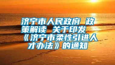 济宁市人民政府 政策解读 关于印发《济宁市柔性引进人才办法》的通知