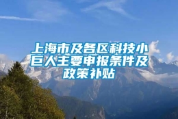 上海市及各区科技小巨人主要申报条件及政策补贴