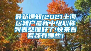 最新通知!2021上海居转户最新中级职称列表整理好了!快来看看都有哪些！