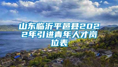 山东临沂平邑县2022年引进青年人才岗位表