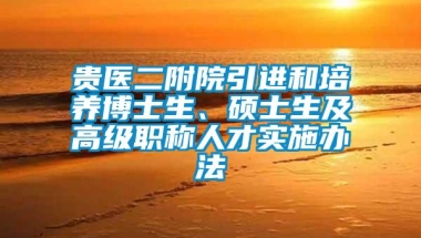 贵医二附院引进和培养博士生、硕士生及高级职称人才实施办法