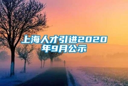 上海人才引进2020年9月公示