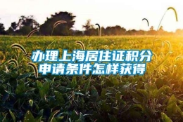 办理上海居住证积分申请条件怎样获得