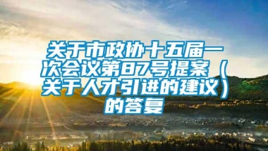 关于市政协十五届一次会议第87号提案（关于人才引进的建议）的答复