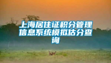 上海居住证积分管理信息系统模拟估分查询