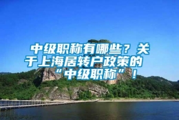 中级职称有哪些？关于上海居转户政策的“中级职称”！