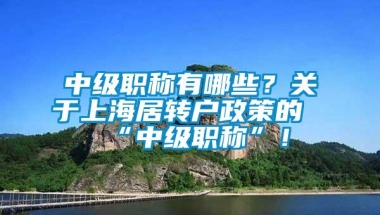 中级职称有哪些？关于上海居转户政策的“中级职称”！