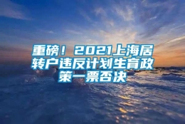 重磅！2021上海居转户违反计划生育政策一票否决