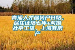 青浦人才居转户开帖，居住证满七年+两倍社平工资，上海有房产