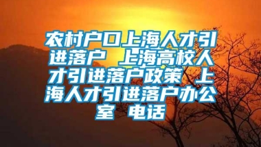 农村户口上海人才引进落户 上海高校人才引进落户政策 上海人才引进落户办公室 电话