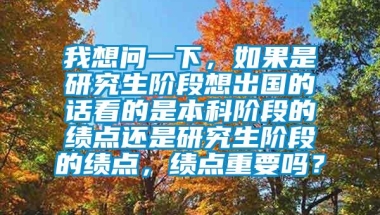 我想问一下，如果是研究生阶段想出国的话看的是本科阶段的绩点还是研究生阶段的绩点，绩点重要吗？