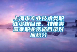 上海市专业技术类职业资格目录、技能类国家职业资格目录对应积分