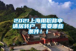 2021上海用职称申请居转户，需要哪些条件！！