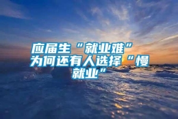 应届生“就业难” 为何还有人选择“慢就业”