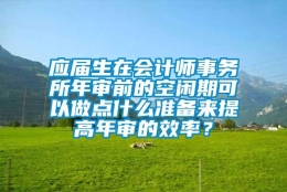 应届生在会计师事务所年审前的空闲期可以做点什么准备来提高年审的效率？