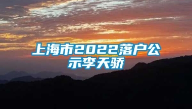 上海市2022落户公示李天骄