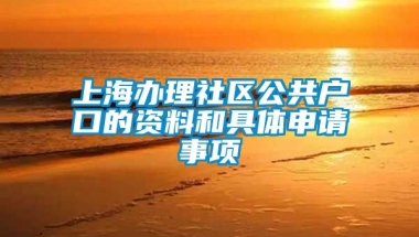 上海办理社区公共户口的资料和具体申请事项