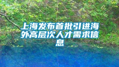 上海发布首批引进海外高层次人才需求信息