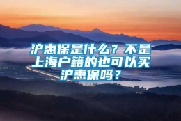 沪惠保是什么？不是上海户籍的也可以买沪惠保吗？