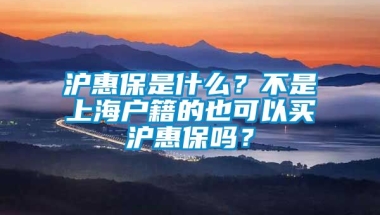 沪惠保是什么？不是上海户籍的也可以买沪惠保吗？