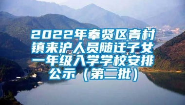 2022年奉贤区青村镇来沪人员随迁子女一年级入学学校安排公示（第二批）