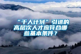 “千人计划”引进的高层次人才应符合哪些基本条件？