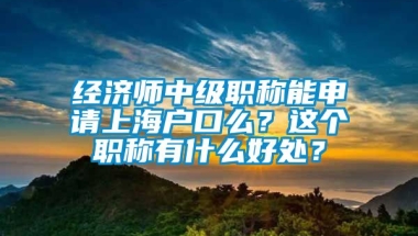 经济师中级职称能申请上海户口么？这个职称有什么好处？