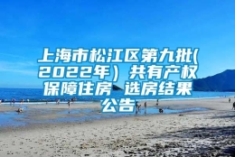 上海市松江区第九批(2022年）共有产权保障住房 选房结果公告