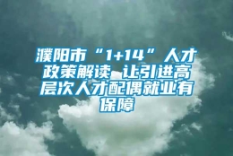 濮阳市“1+14”人才政策解读 让引进高层次人才配偶就业有保障