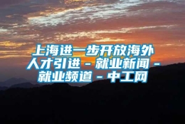 上海进一步开放海外人才引进－就业新闻－就业频道－中工网