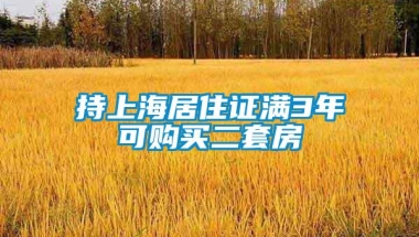 持上海居住证满3年可购买二套房