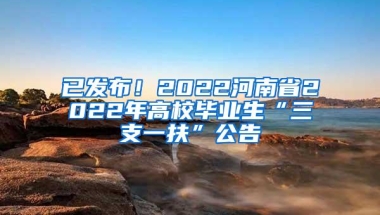 已发布！2022河南省2022年高校毕业生“三支一扶”公告