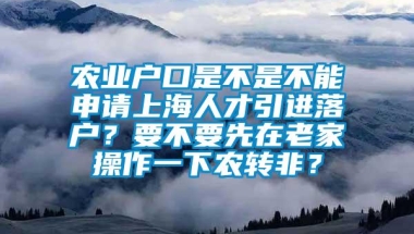 农业户口是不是不能申请上海人才引进落户？要不要先在老家操作一下农转非？