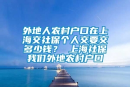 外地人农村户口在上海交社保个人交要交多少钱？ 上海社保我们外地农村户口