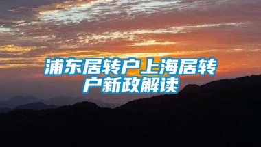 浦东居转户上海居转户新政解读