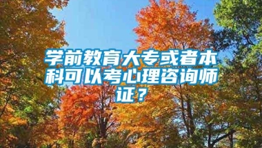 学前教育大专或者本科可以考心理咨询师证？