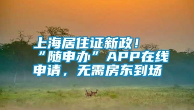 上海居住证新政！“随申办”APP在线申请，无需房东到场