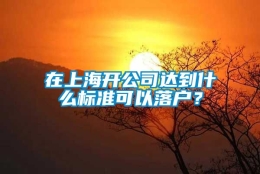 在上海开公司达到什么标准可以落户？