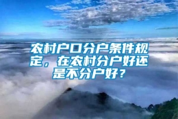 农村户口分户条件规定，在农村分户好还是不分户好？